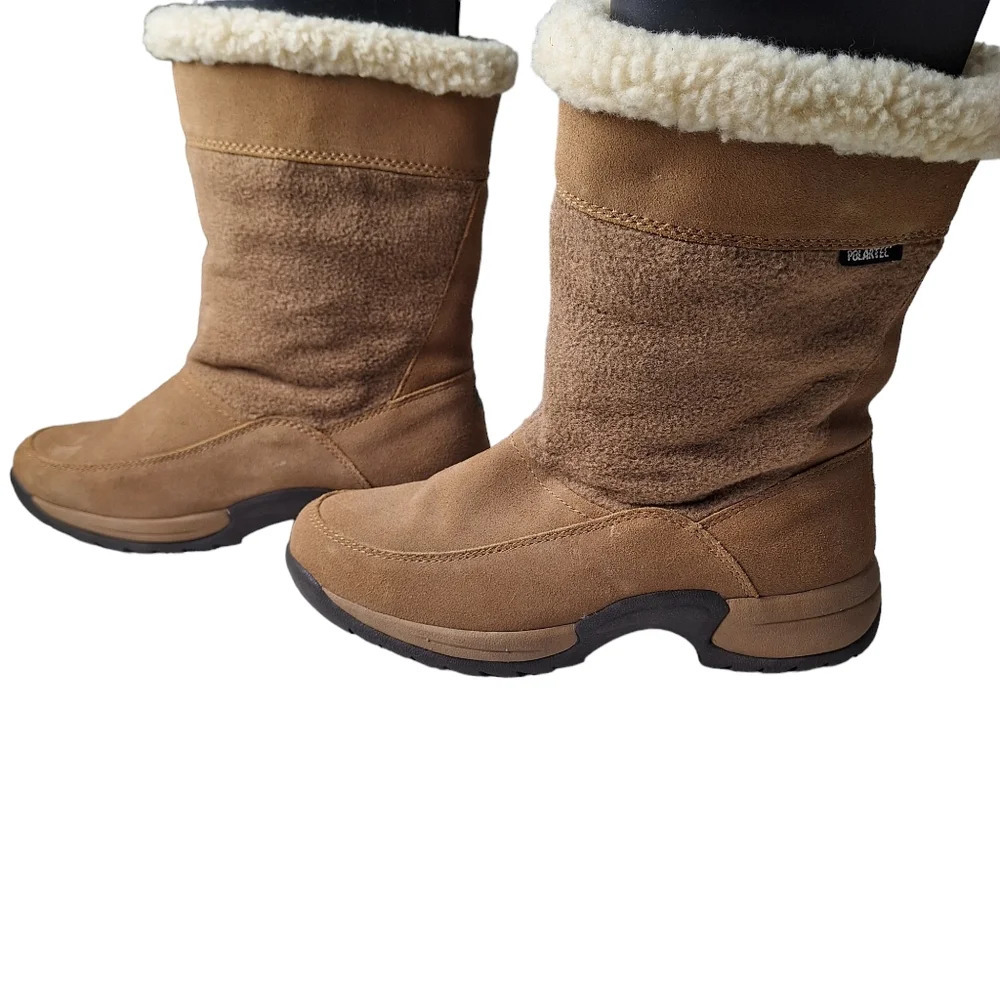 Sporto Polartec‎ Suede Tan Fleece Insulated Mid-Calf Boots